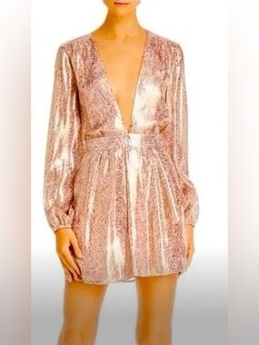 Ramy Brook Deep-V Long Sleeve Mini Dress